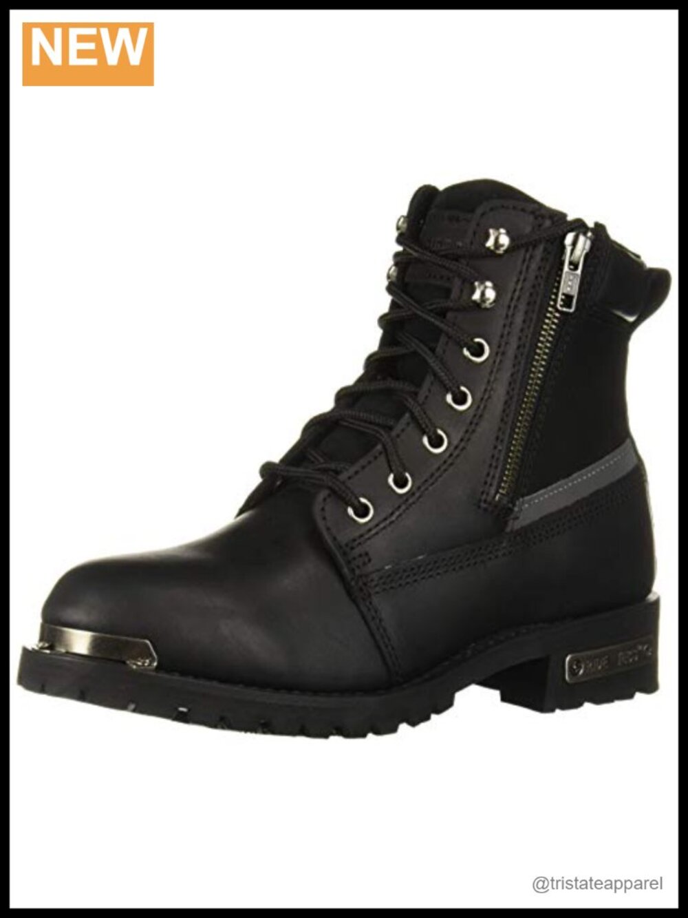 Men's Full-Grain Leather Double Side Zipper Reflective Riding Boot